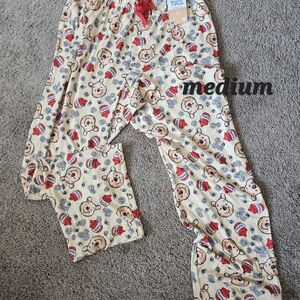 Disney Cream and Red Floral Pajama Pants